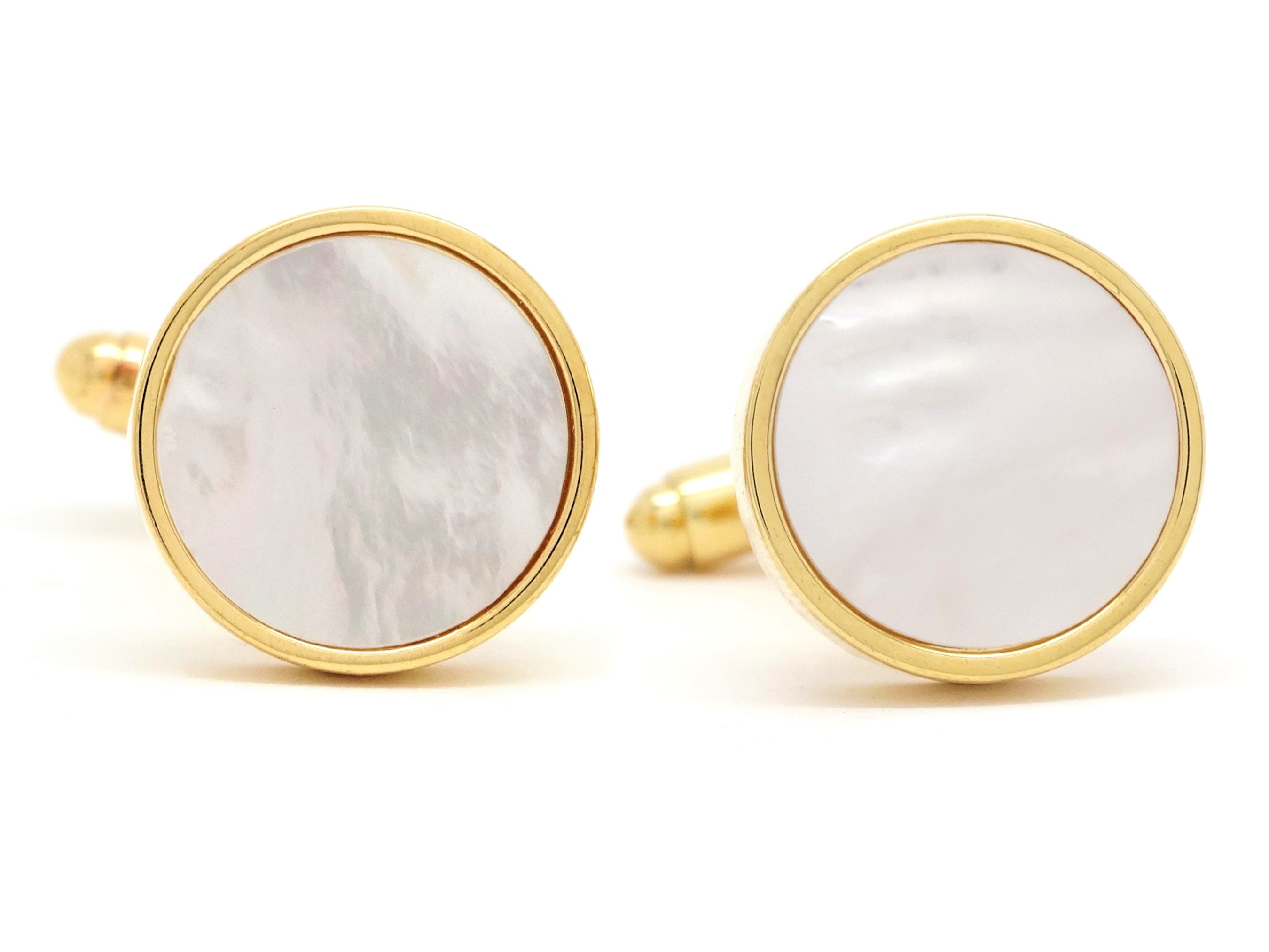 Classic Cufflinks for Men | Azuro Custom Cufflinks | Crystal Cuff Links Rose Gold White Mop