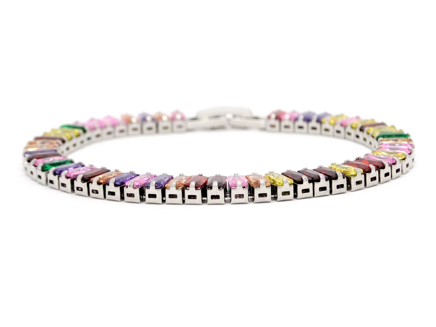 Random colored baguette tennis bracelet DISPLAY