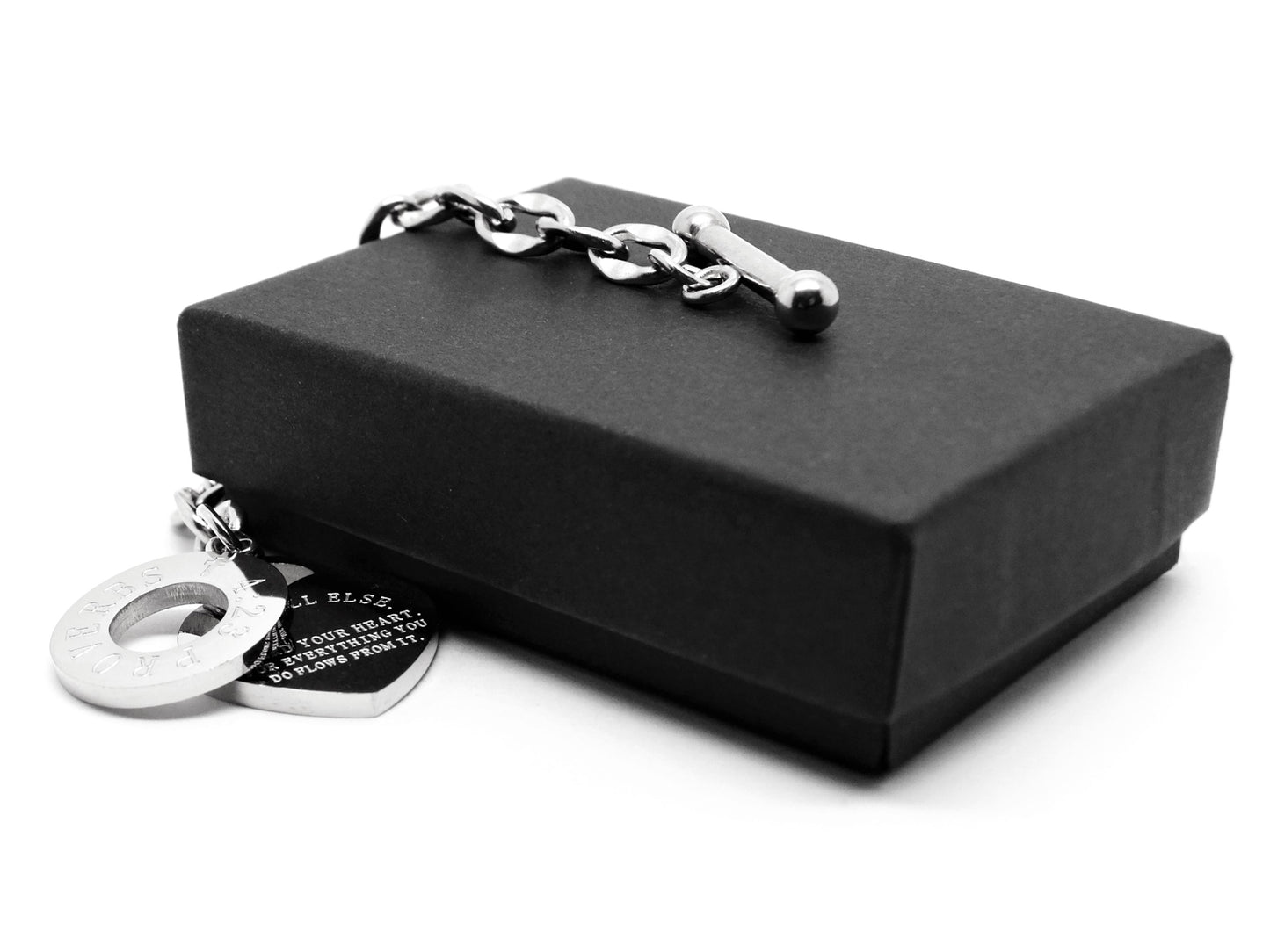 White gold proverbs 4:23 bracelet GIFT BOX