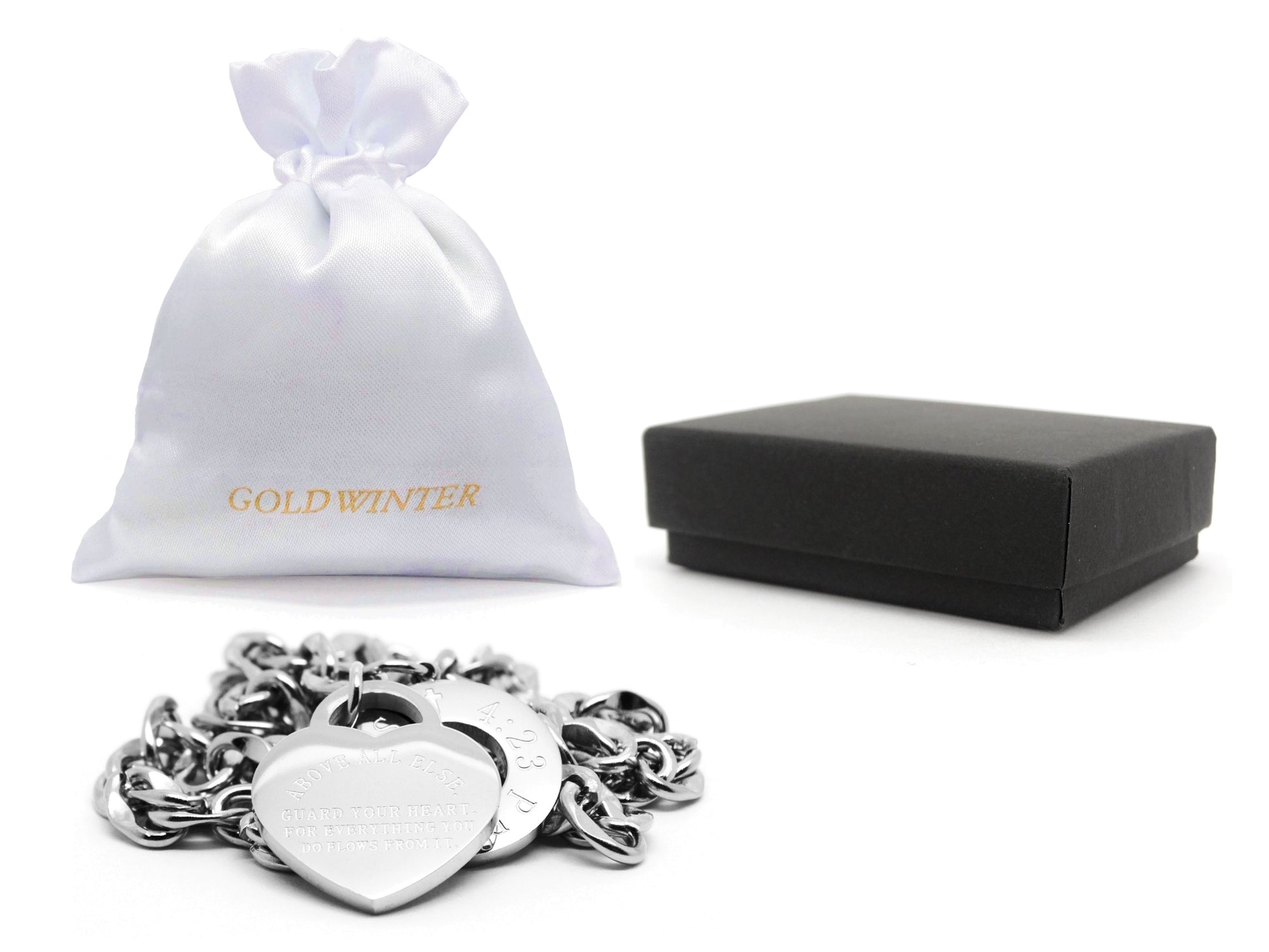 White gold proverbs 4:23 bracelet GIFT BAG