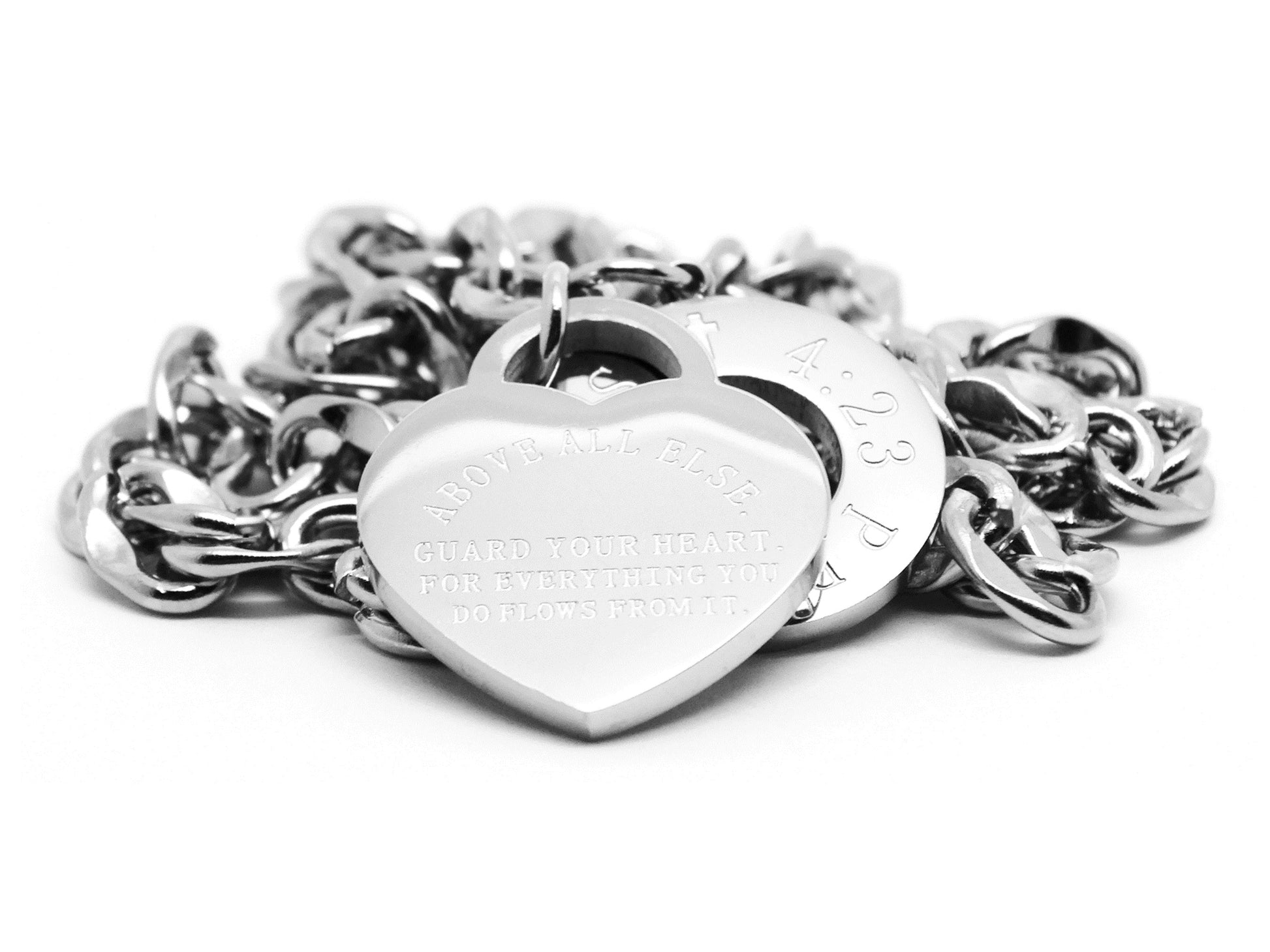 White gold proverbs 4:23 bracelet PENDANT