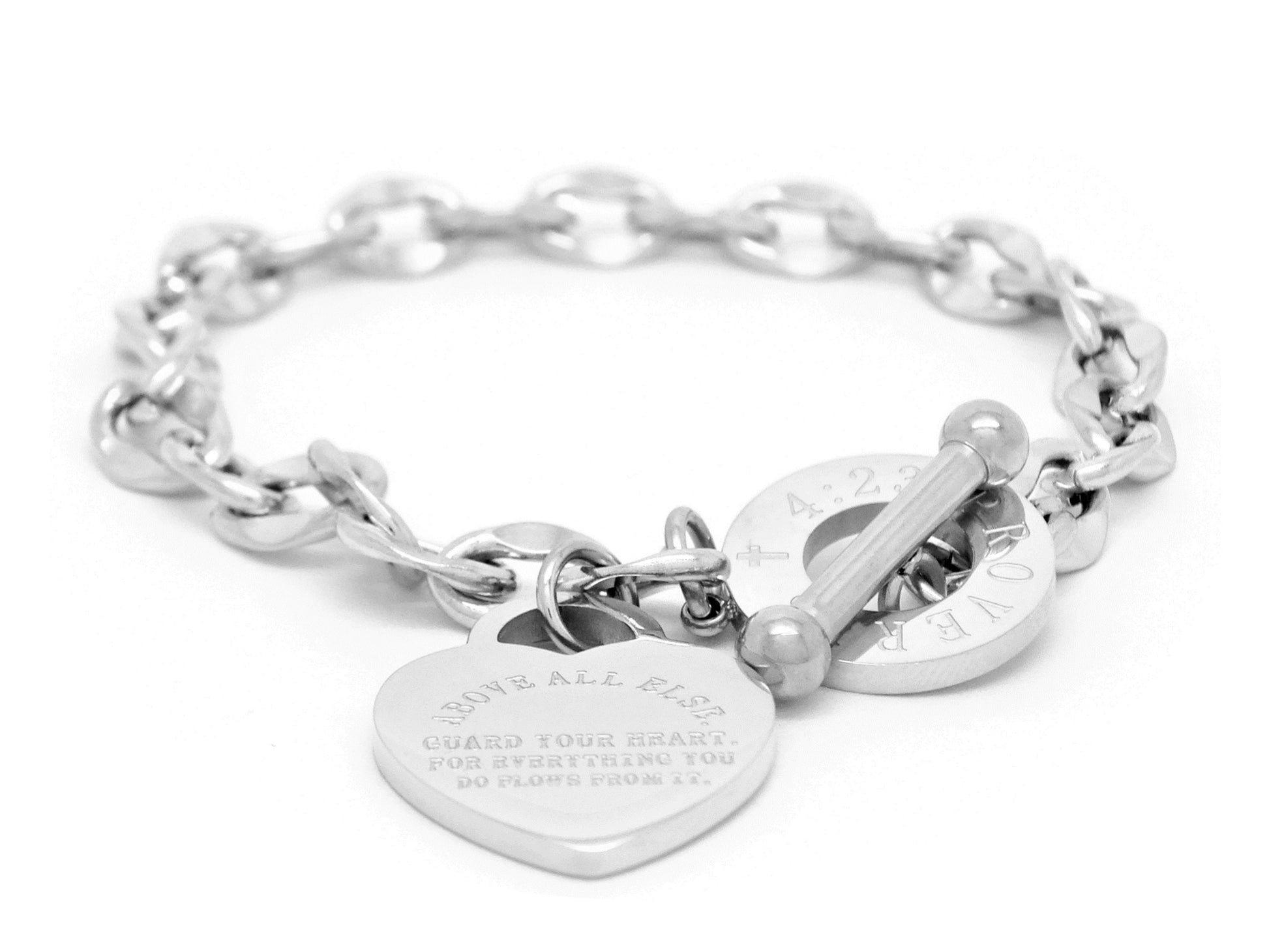 White gold proverbs 4:23 bracelet MAIN