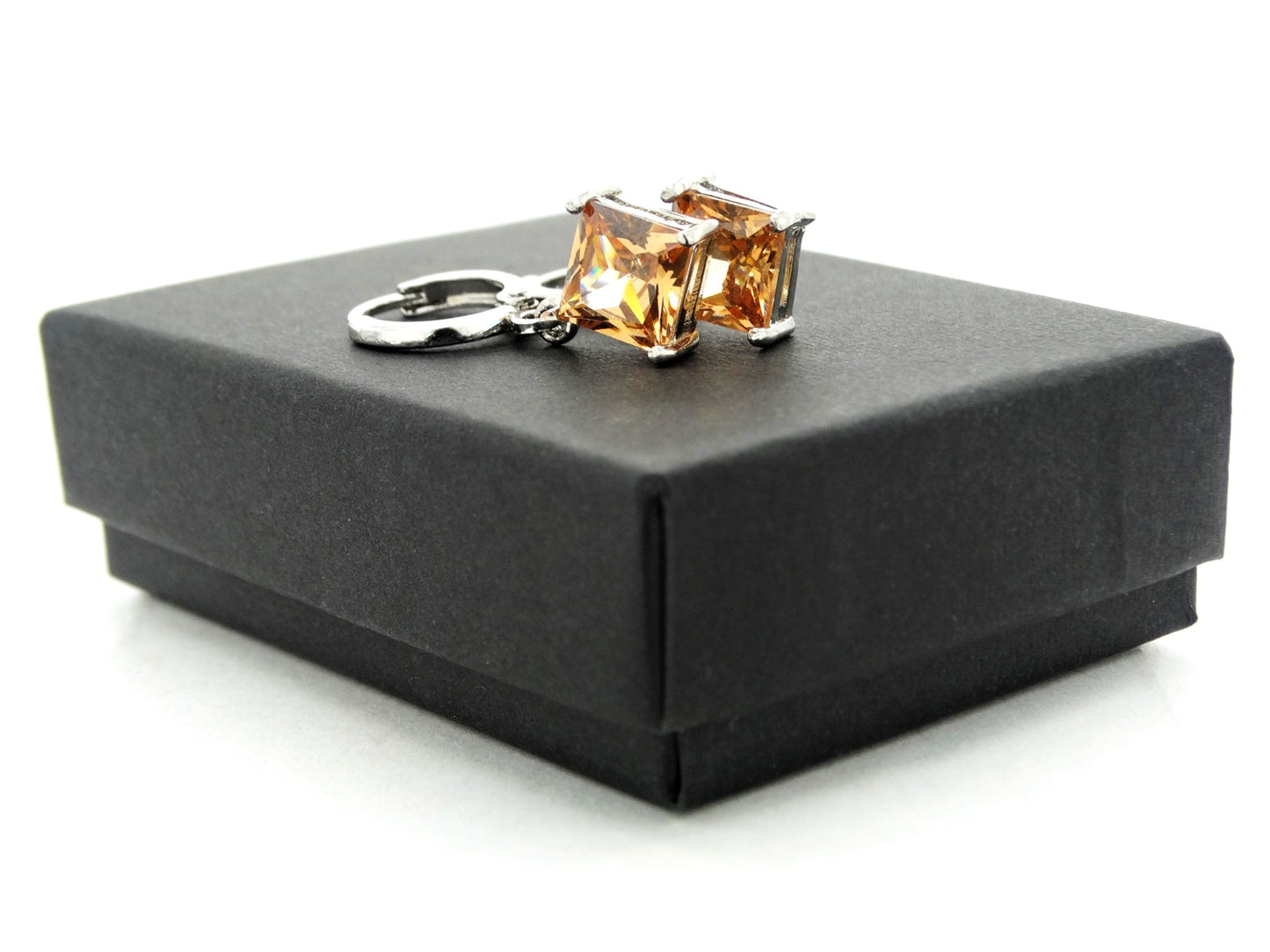 Orange princess white gold earrings GIFT BOX