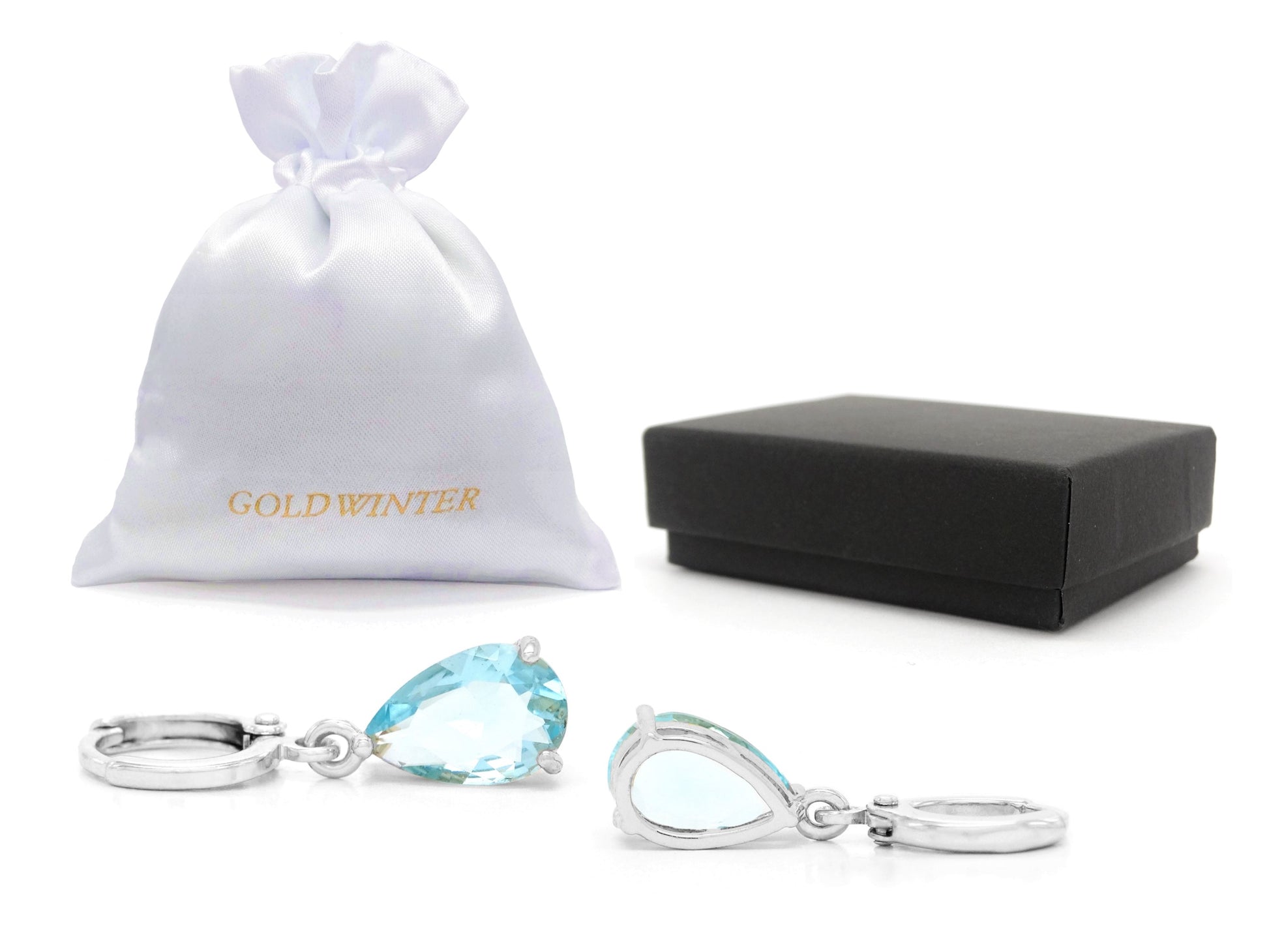 Light Blue Raindrop White Gold Earrings GIFT BAG