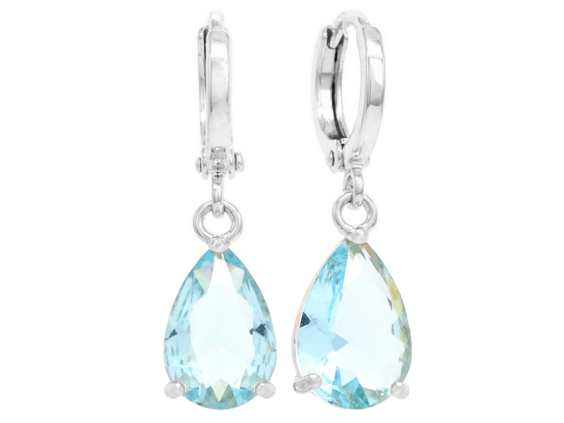 Light Blue Raindrop White Gold Earrings MAIN