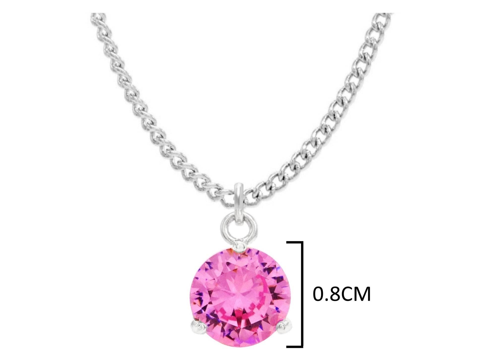 Pink gem white gold necklace MEASUREMENT